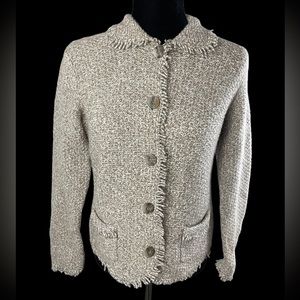 Jones New York signature Oatmeal color Button Front sweater blazer/ jacket Wool